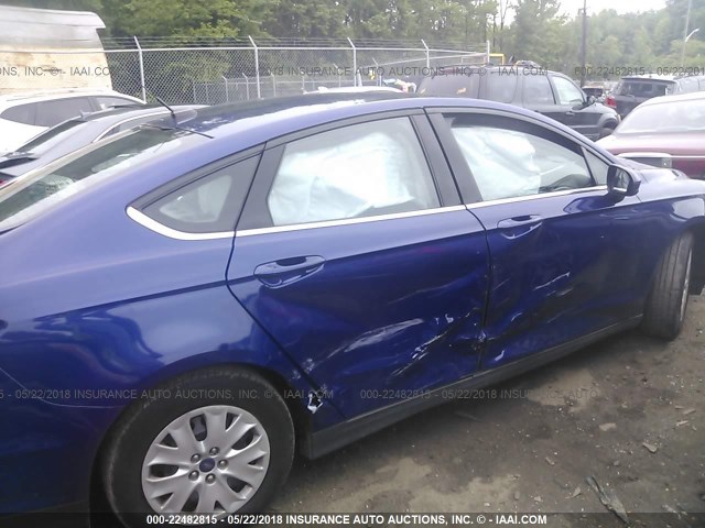 1FA6P0G71E5376148 - 2014 FORD FUSION S BLUE photo 6