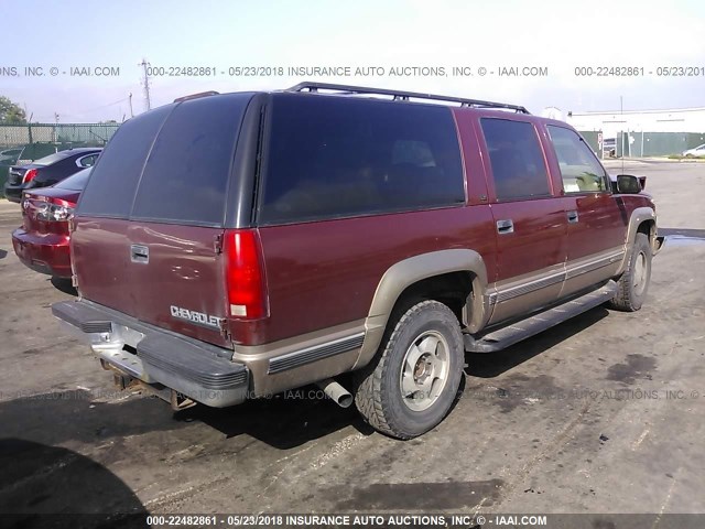 1GNFK16R9WJ319326 - 1998 CHEVROLET SUBURBAN K1500 MAROON photo 4