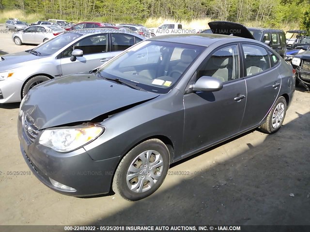 KMHDU4AD2AU082382 - 2010 HYUNDAI ELANTRA BLUE/GLS/SE GRAY photo 2