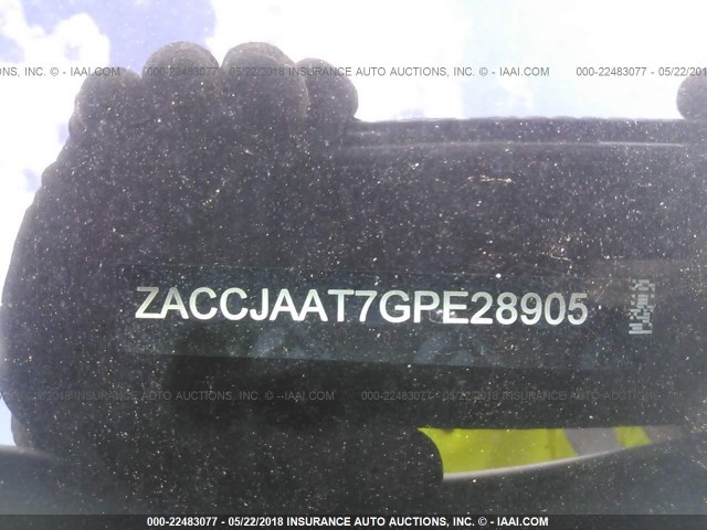 ZACCJAAT7GPE28905 - 2016 JEEP RENEGADE SPORT WHITE photo 9