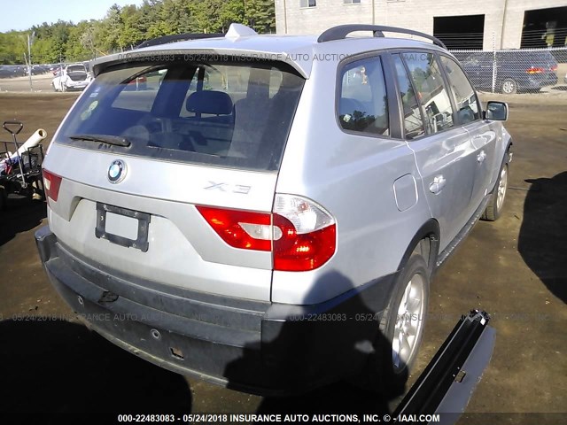 WBXPA73464WC44845 - 2004 BMW X3 2.5I SILVER photo 4