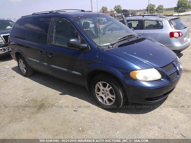 2B8GP74L92R696403 - 2002 DODGE GRAND CARAVAN EX Dark Blue photo 1