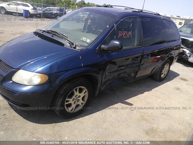 2B8GP74L92R696403 - 2002 DODGE GRAND CARAVAN EX Dark Blue photo 2