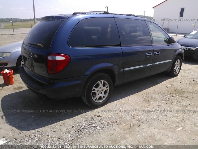 2B8GP74L92R696403 - 2002 DODGE GRAND CARAVAN EX Dark Blue photo 4