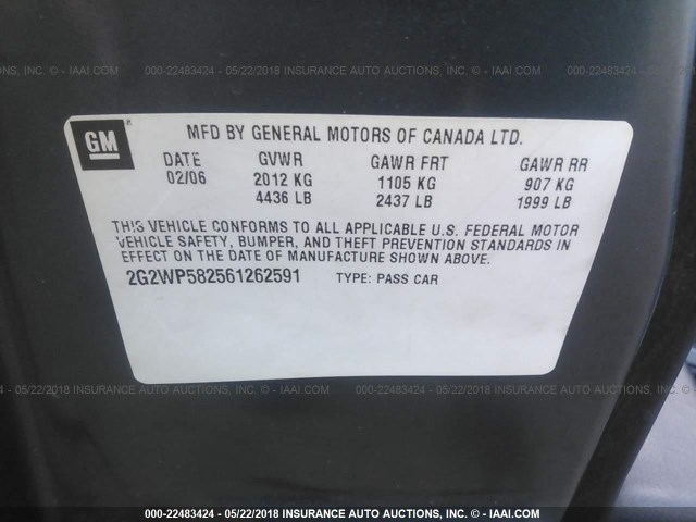 2G2WP582561262591 - 2006 PONTIAC GRAND PRIX Mavi foto 9