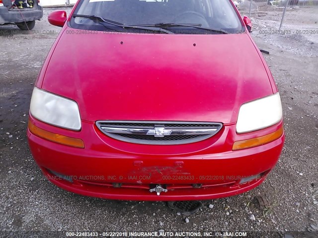 KL1TD66607B773184 - 2007 CHEVROLET AVEO LS RED photo 6