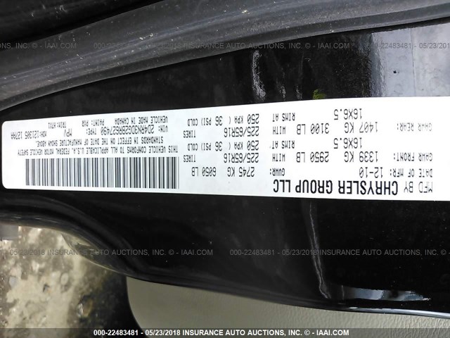 2D4RN3DG2BR627490 - 2011 DODGE GRAND CARAVAN MAINSTREET BLACK photo 9