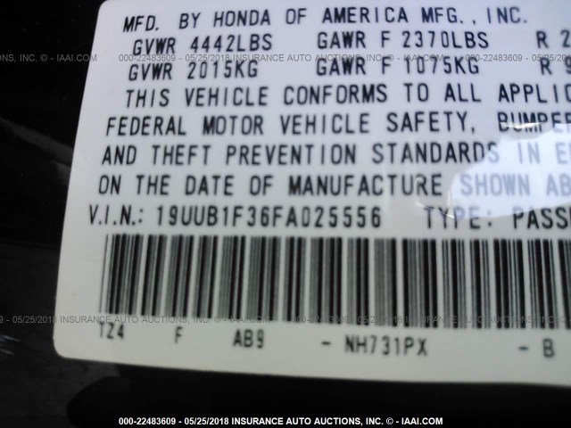 19UUB1F36FA025556 - 2015 ACURA TLX BLACK photo 9