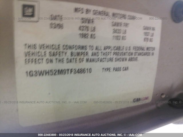 1G3WH52M9TF348610 - 1996 OLDSMOBILE CUTLASS SUPREME SL 棕色 照片 9