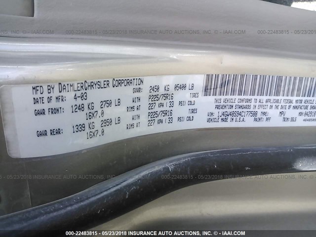 1J4GW48S94C177588 - 2004 JEEP GRAND CHEROKEE LAREDO/COLUMBIA/FREEDOM 银色 照片 9