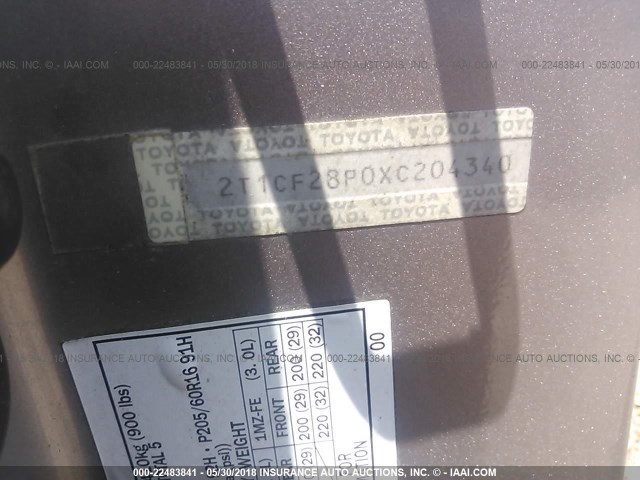 2T1CF28P0XC204340 - 1999 TOYOTA CAMRY SOLARA SE/SLE ოქროსფერი ფოტო 9