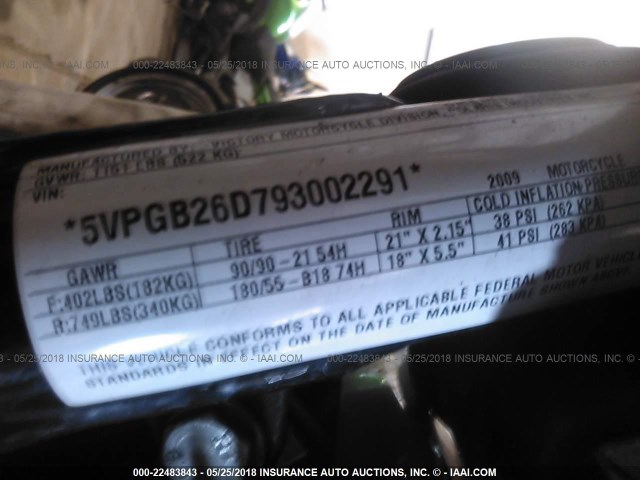 5VPGB26D793002291 - 2009 VICTORY MOTORCYCLES VEGAS თეთრი ფოტო 10