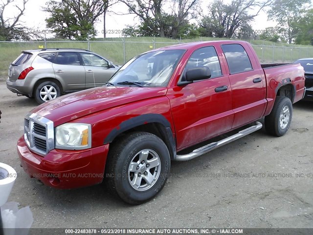 1D7HW48N96S545819 - 2006 DODGE DAKOTA QUAD SLT RED photo 2