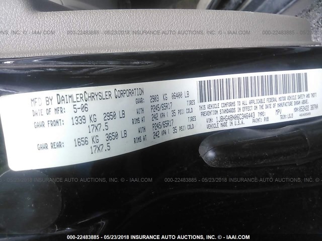 1J8HG48N06C346443 - 2006 JEEP COMMANDER Qara foto 9