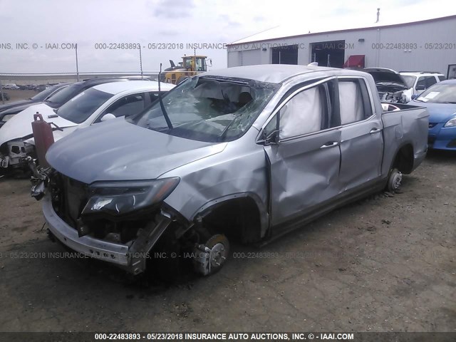 5FPYK3F69HB039166 - 2017 HONDA RIDGELINE RTL SILVER photo 2