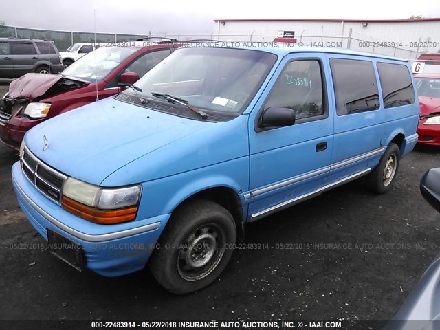 1B4GH44R0PX597818 - 1993 DODGE GRAND CARAVAN SE BLUE photo 2