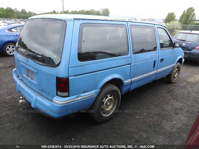 1B4GH44R0PX597818 - 1993 DODGE GRAND CARAVAN SE BLUE photo 4