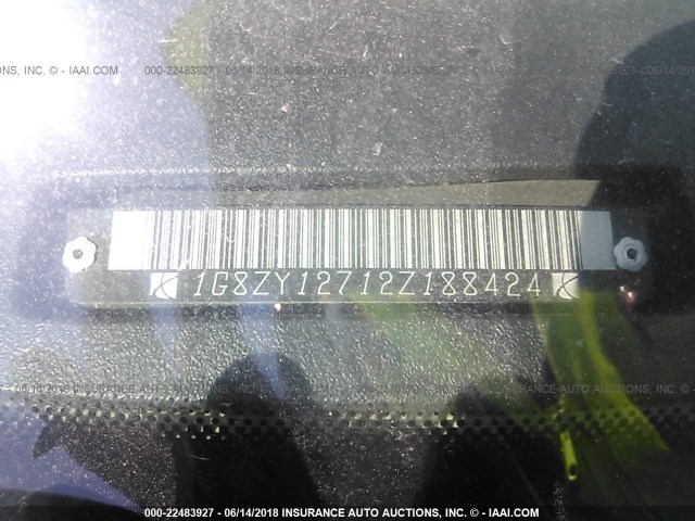 1G8ZY12712Z188424 - 2002 SATURN SC2 BLUE photo 9