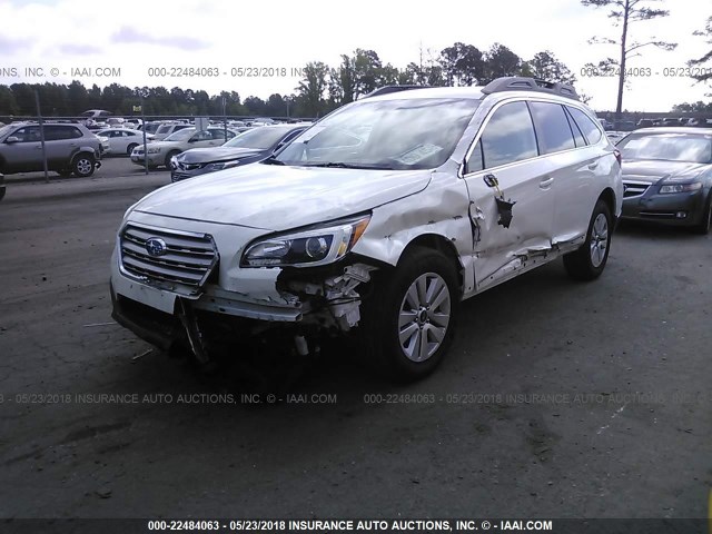 4S4BSACC3F3302951 - 2015 SUBARU OUTBACK 2.5I PREMIUM WHITE photo 2