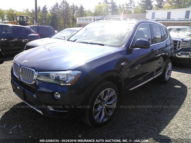 5UXWX9C57H0T06351 - 2017 BMW X3 XDRIVE28I BLUE photo 2