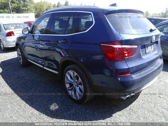 5UXWX9C57H0T06351 - 2017 BMW X3 XDRIVE28I BLUE photo 3