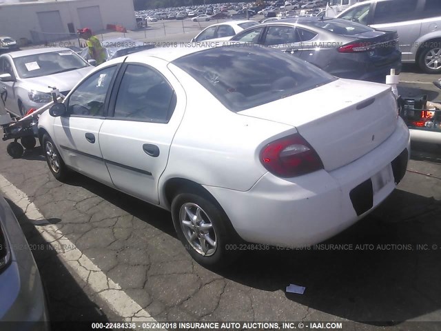 1B3ES26C73D110409 - 2003 DODGE NEON SE WHITE photo 3