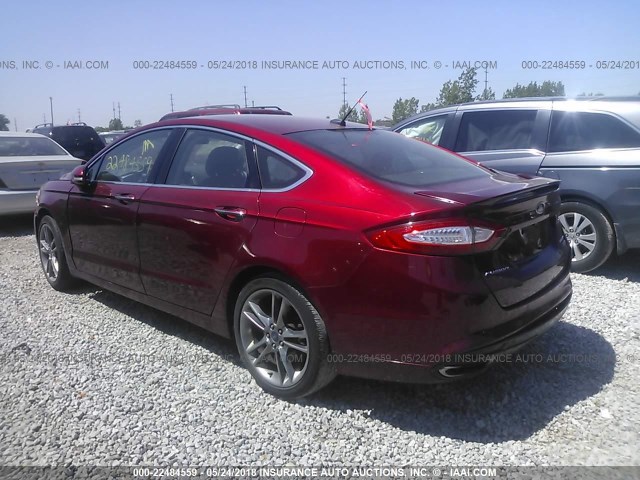 3FA6P0K96ER123980 - 2014 FORD FUSION TITANIUM RED photo 3