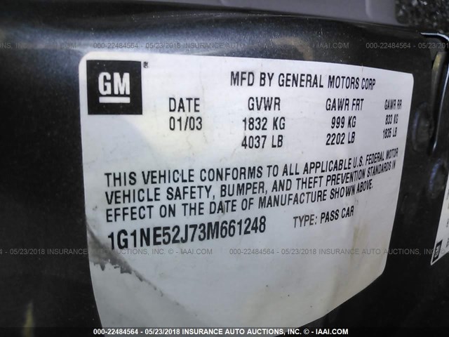 1G1NE52J73M661248 - 2003 CHEVROLET MALIBU LS 灰色 照片 9