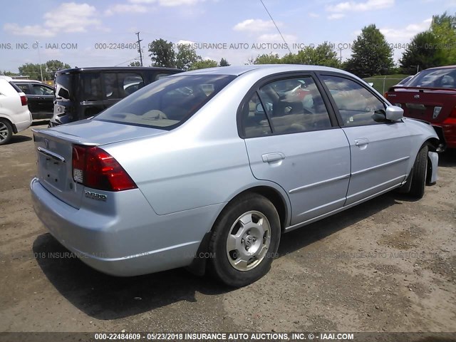 JHMES96683S000853 - 2003 HONDA CIVIC HYBRID Light Blue photo 4