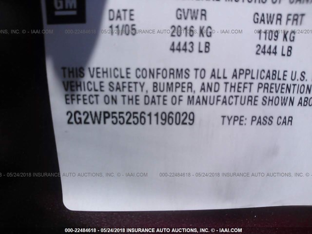 2G2WP552561196029 - 2006 PONTIAC GRAND PRIX RED photo 9