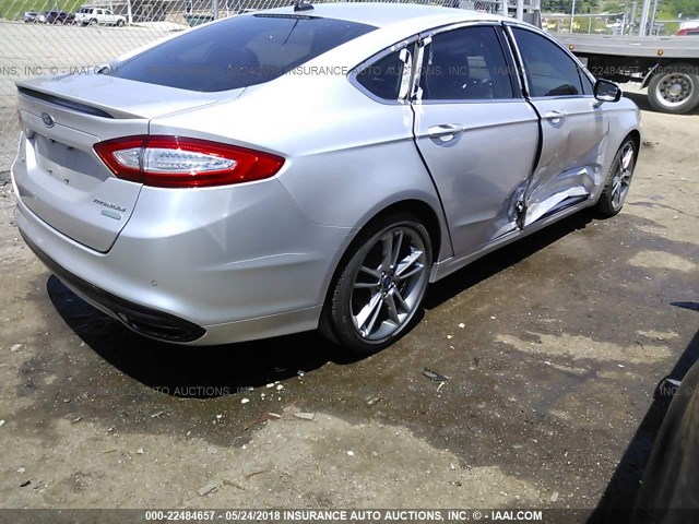 3FA6P0K97ER340941 - 2014 FORD FUSION TITANIUM SILVER photo 4