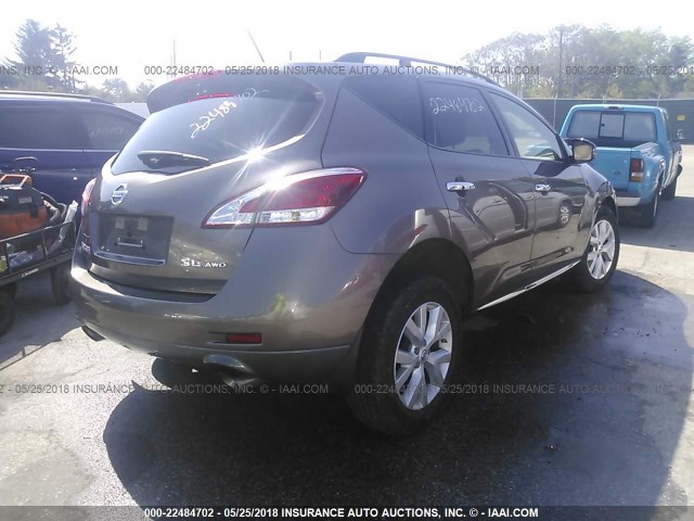 JN8AZ1MW8DW307258 - 2013 NISSAN MURANO S/SL/LE BROWN photo 4