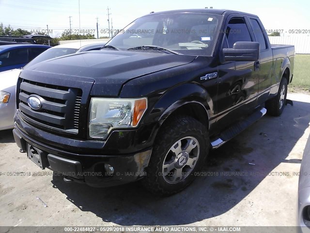 1FTRX14889KC91261 - 2009 FORD F150 SUPER CAB BLACK photo 2