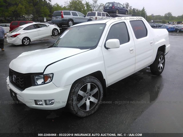 5FPYK1F60EB010364 - 2014 HONDA RIDGELINE RTL-S WHITE photo 2