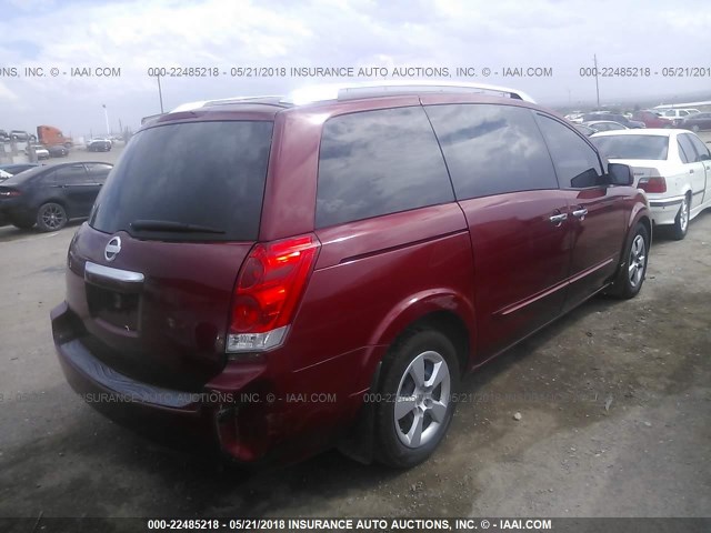 5N1BV28UX7N101665 - 2007 NISSAN QUEST S/SE/SL RED photo 4