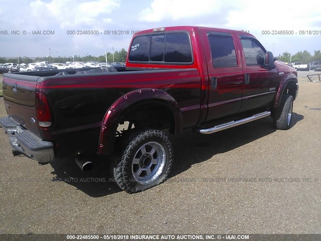 1FTSW21P27EA92319 - 2007 FORD F250 SUPER DUTY RED photo 4