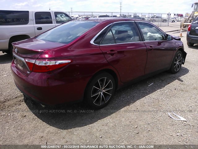 4T1BK1FK4FU556472 - 2015 TOYOTA CAMRY XSE/XLE MAROON photo 4