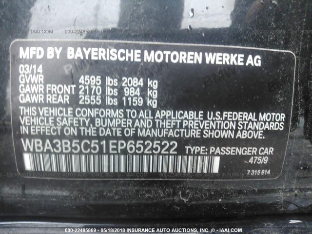 WBA3B5C51EP652522 - 2014 BMW 328 XI SULEV BLACK photo 9