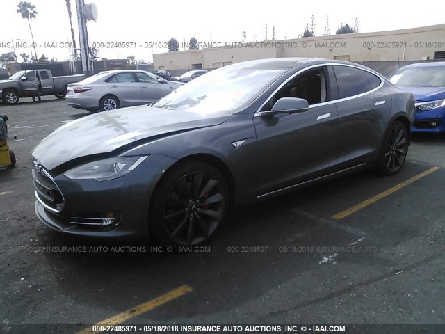 5YJSA1CP1CFP02354 - 2012 TESLA MODEL S GRAY photo 2