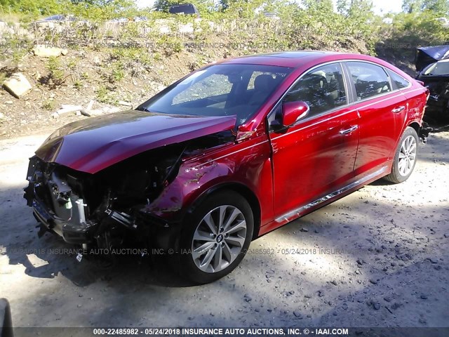 5NPE34AFXHH564681 - 2017 HYUNDAI SONATA SPORT/LIMITED RED photo 2