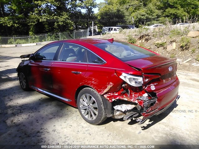 5NPE34AFXHH564681 - 2017 HYUNDAI SONATA SPORT/LIMITED RED photo 3