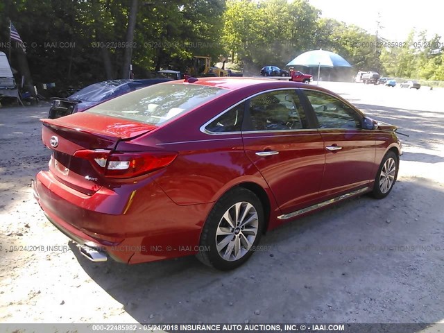 5NPE34AFXHH564681 - 2017 HYUNDAI SONATA SPORT/LIMITED RED photo 4