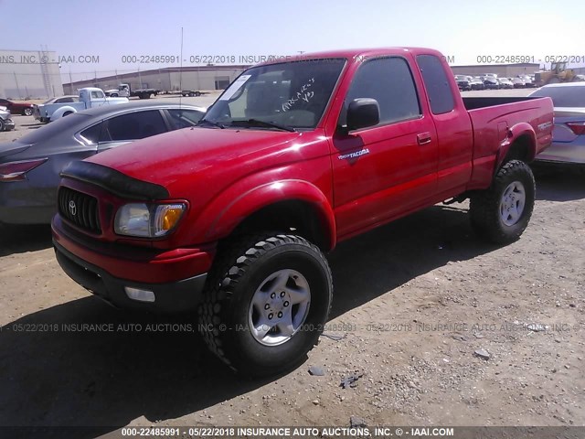 5TESN92N24Z335922 - 2004 TOYOTA TACOMA XTRACAB PRERUNNER RED photo 2