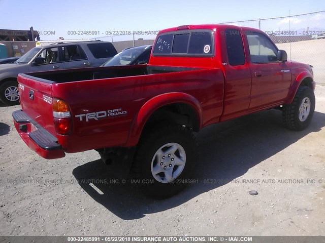 5TESN92N24Z335922 - 2004 TOYOTA TACOMA XTRACAB PRERUNNER RED photo 4