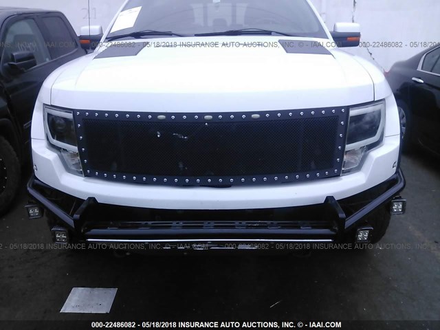 1FTFW1R65DFD47736 - 2013 FORD F150 SVT RAPTOR WHITE photo 6