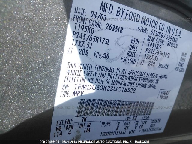 1FMDU63K33UC18528 - 2003 FORD EXPLORER XLT/XLT SPORT/NBX 棕色 照片 9