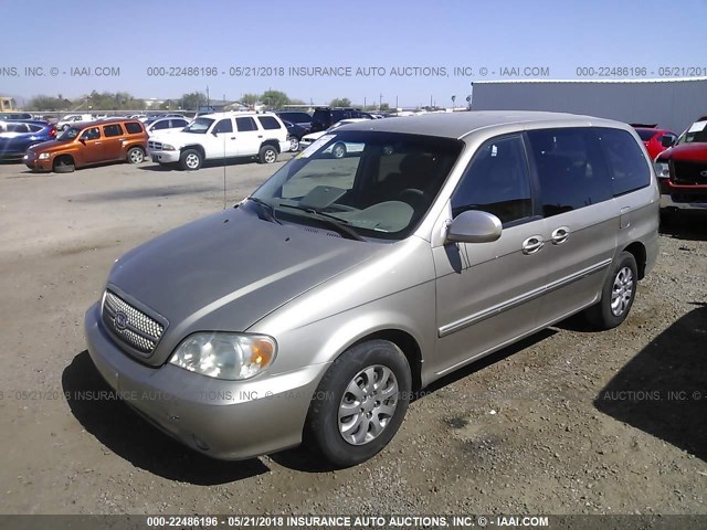 KNDUP132356740663 - 2005 KIA SEDONA EX/LX SILVER photo 2