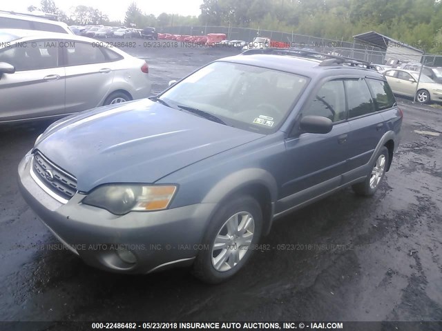 4S4BP61C656336350 - 2005 SUBARU LEGACY OUTBACK 2.5I BLUE photo 2