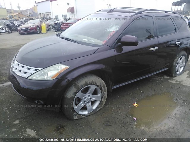 JN8AZ08T44W211749 - 2004 NISSAN MURANO SL/SE BURGUNDY photo 2