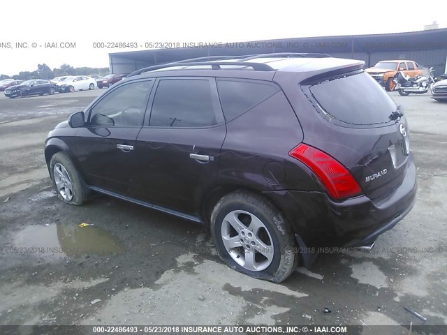 JN8AZ08T44W211749 - 2004 NISSAN MURANO SL/SE BURGUNDY photo 3